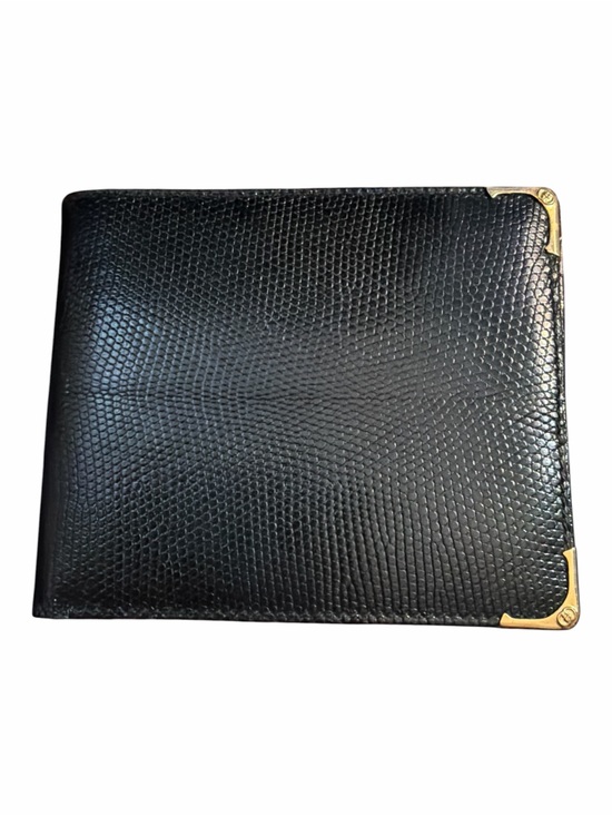 Gucci Other - Vintage Gucci Black Lizard Skin Bifold Wallet Gold Corners 034-116-0455
